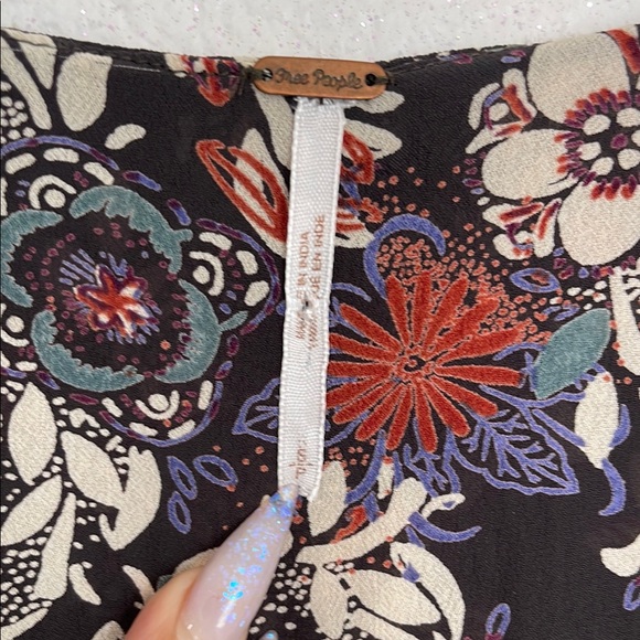 Free People Black Graphic Long Sleeve Mini Dress - Picture 15 of 16